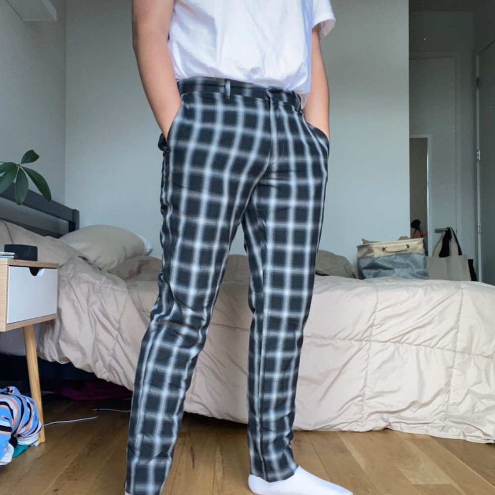 Topman Grey Checkered Pant